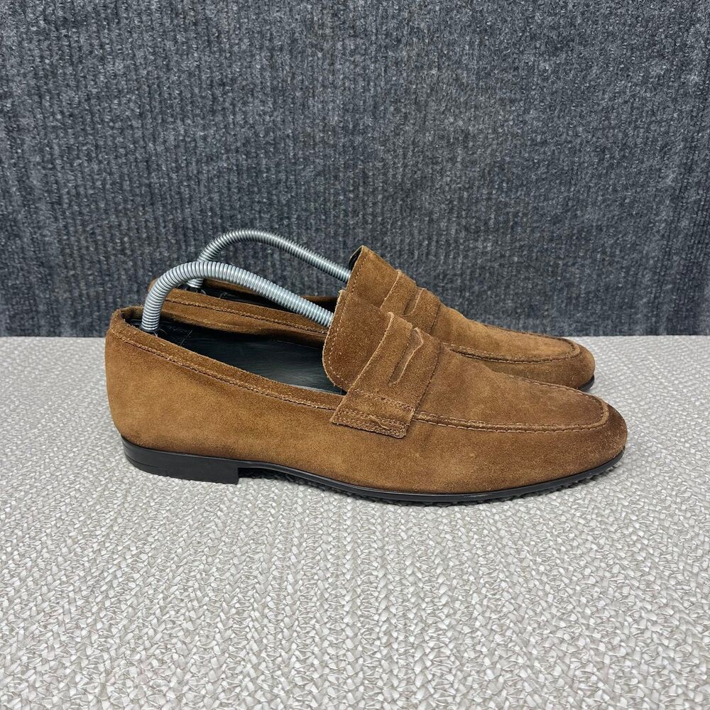 To Boot New York Brazil Penny Loafers Brown Suede Dress Shoes Mens 8.5